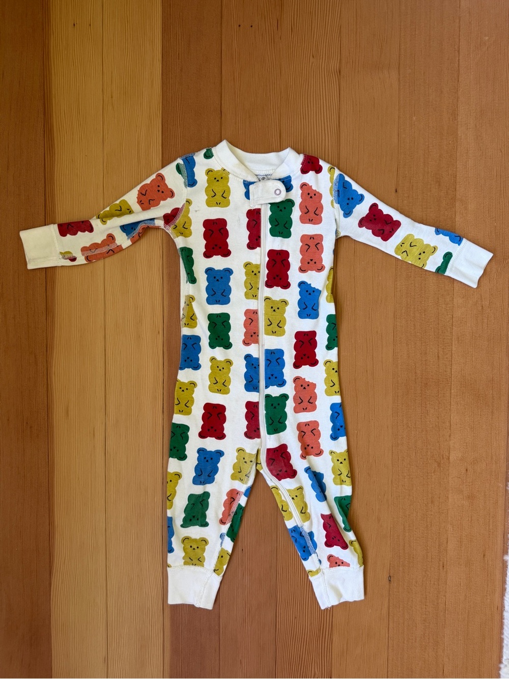 Hanna Andersson White PJ with Colorful Gummy Bear Print